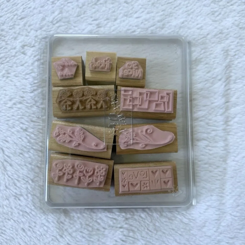 Stampin Up Smorgasborders Wood Mount Set Of 9 2004
